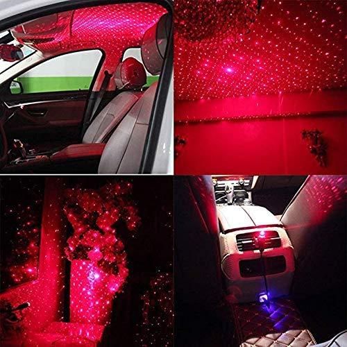 Star Lamp USB Car Star Ceiling Light Sky Projection Lamp Romantic Night Lights Car Fancy Lights (Red)